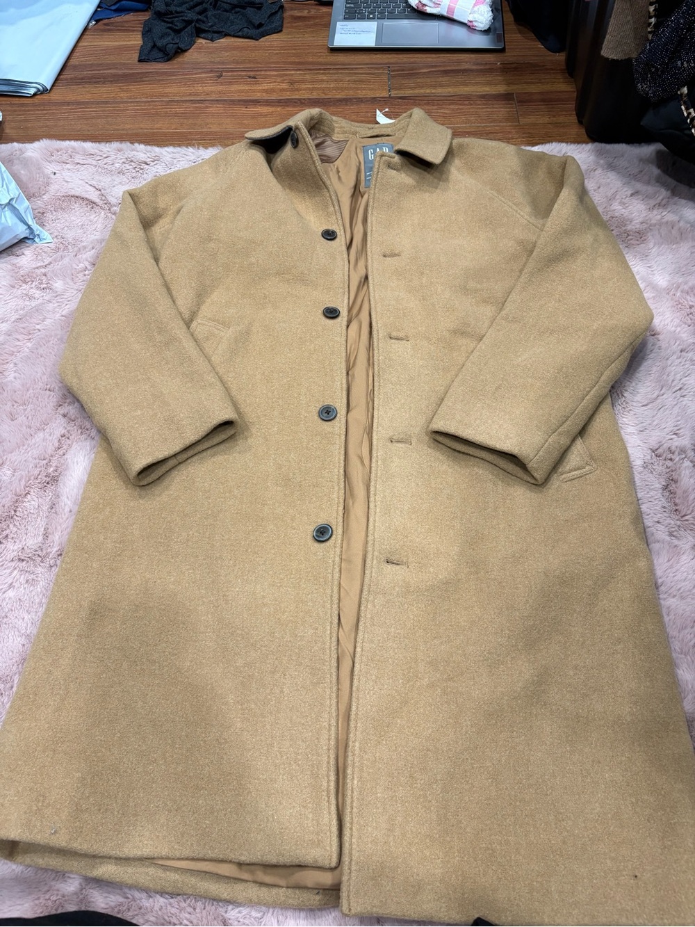 GAP Camel Wool-Blend Long Pea Coat